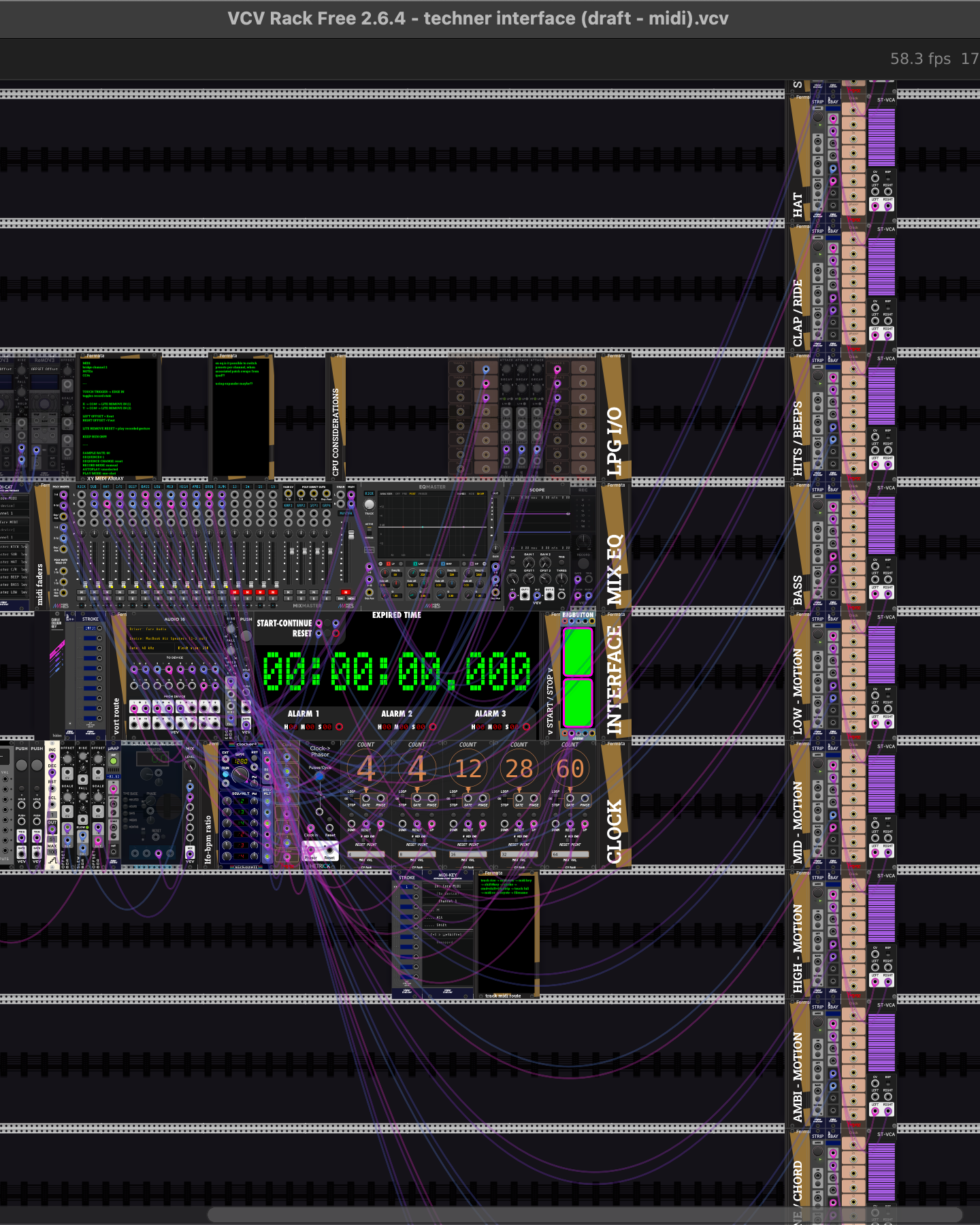 screenshot of a sprawling patch within vcv rack